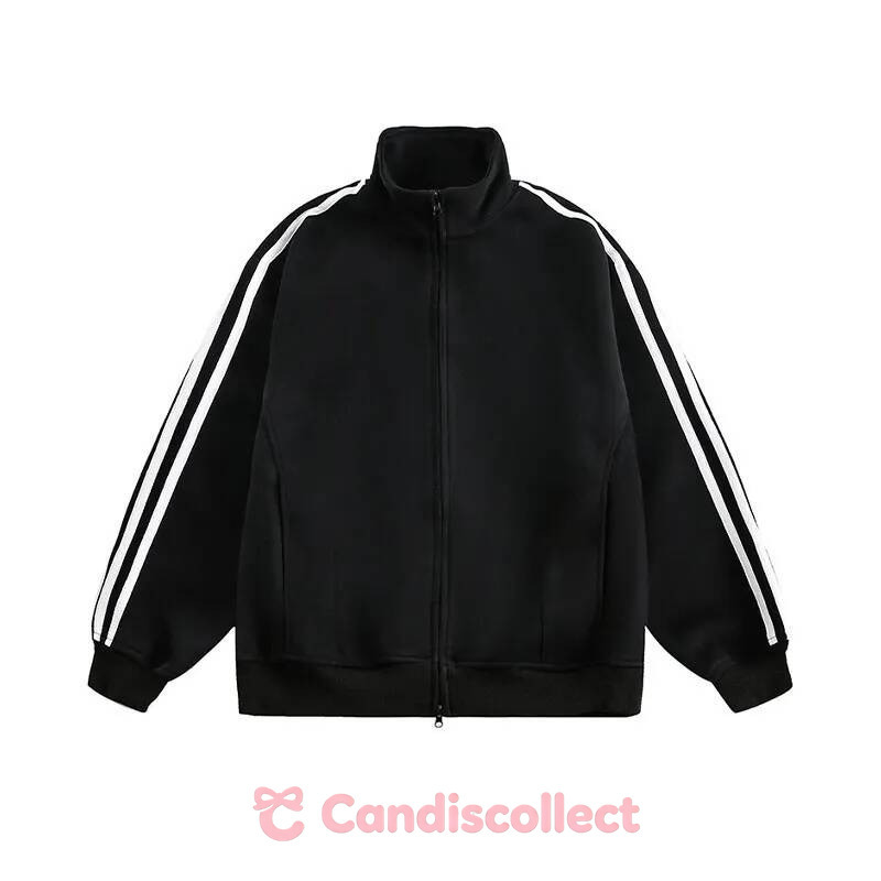 individual Jacket stand up collar a trendy brand for both men women in spring and fall loose fitting double headed zippers couple's jacket with