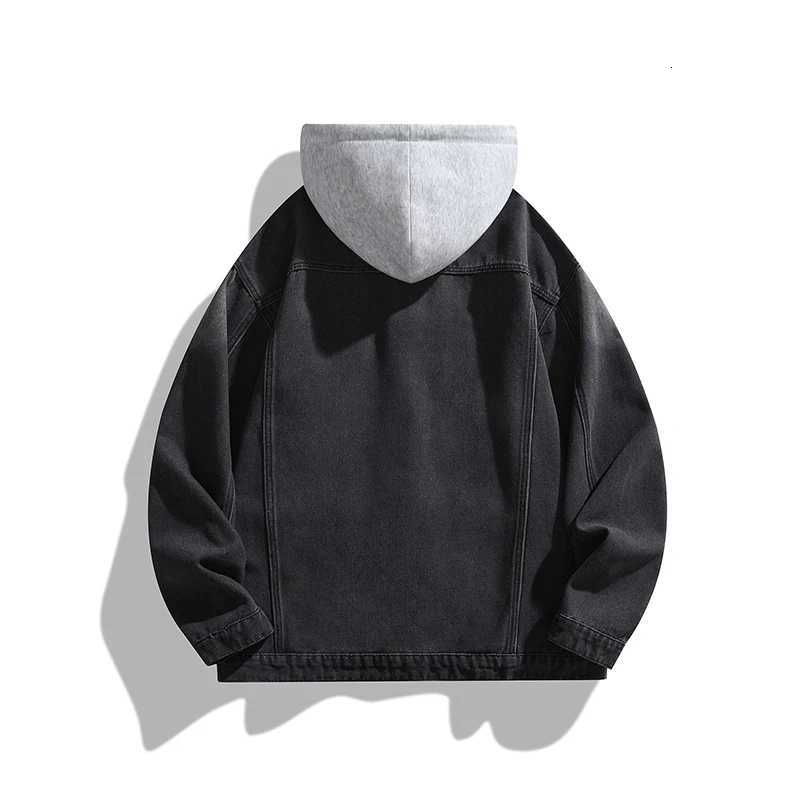 Autumn Spring Men's Men's Jackets Loose Streetwear Hooded Denim Jacket Fashion Casual Turn Down Collar Jean Outerwear Hat Detachable Coat