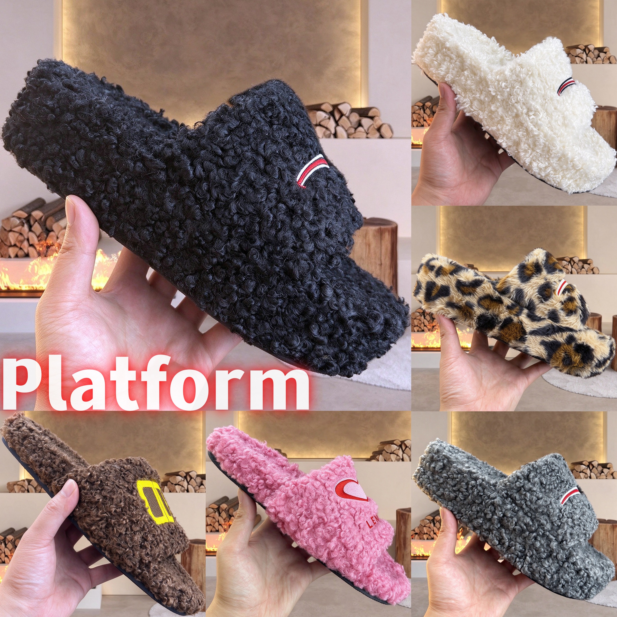 Luxury Platform Slides Paris Designer men women Slippers Ladies Wool Winter Fur Fluffy Furry Warm Letters Sandals Comfortable Fuzzy Girl Flip Flop S