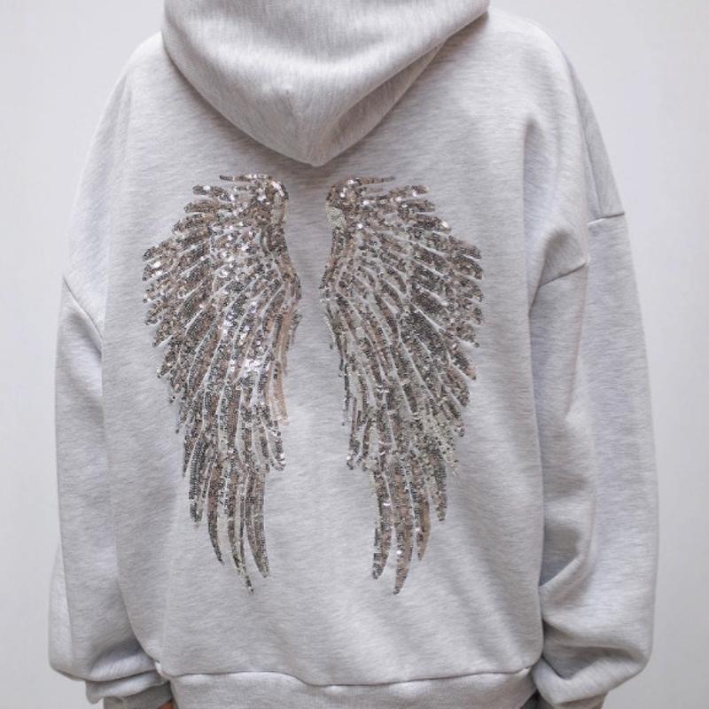 Ensemble de survêtement brodé à paillettes pour femmes, couleur unie, sweat à capuche et pantalon, tenue Streetwear décontractée, automne hiver