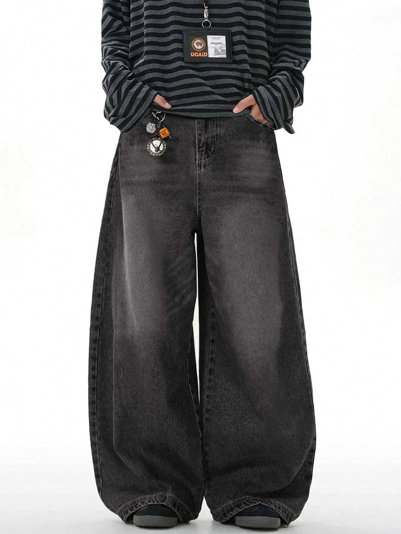 Men's Jeans 1 Piece Vintage Style Men's American Street Casual Black Jeans Washed Cargo Pants are comfortable and suitable for daily seaso