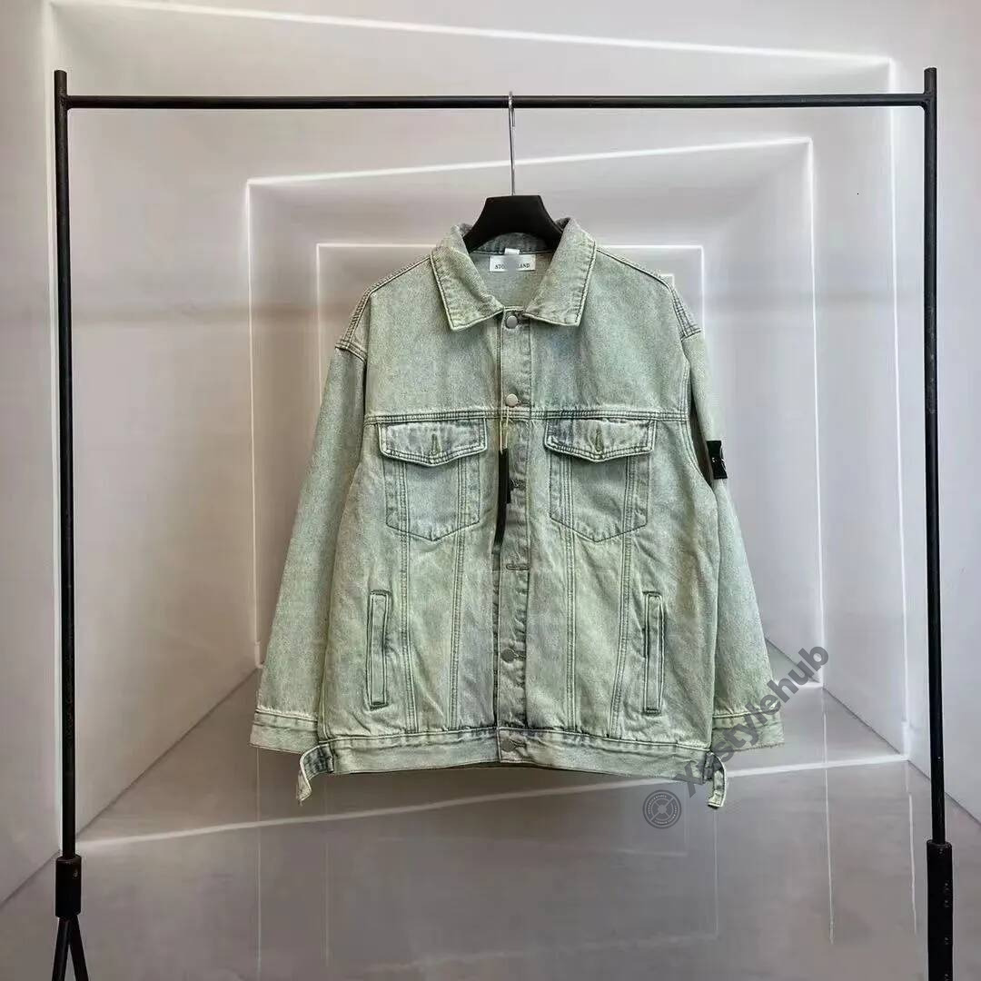 stone American retro stone fashionable denim men's and women's new high version trendy brand washed loose casual jacket stone d8a