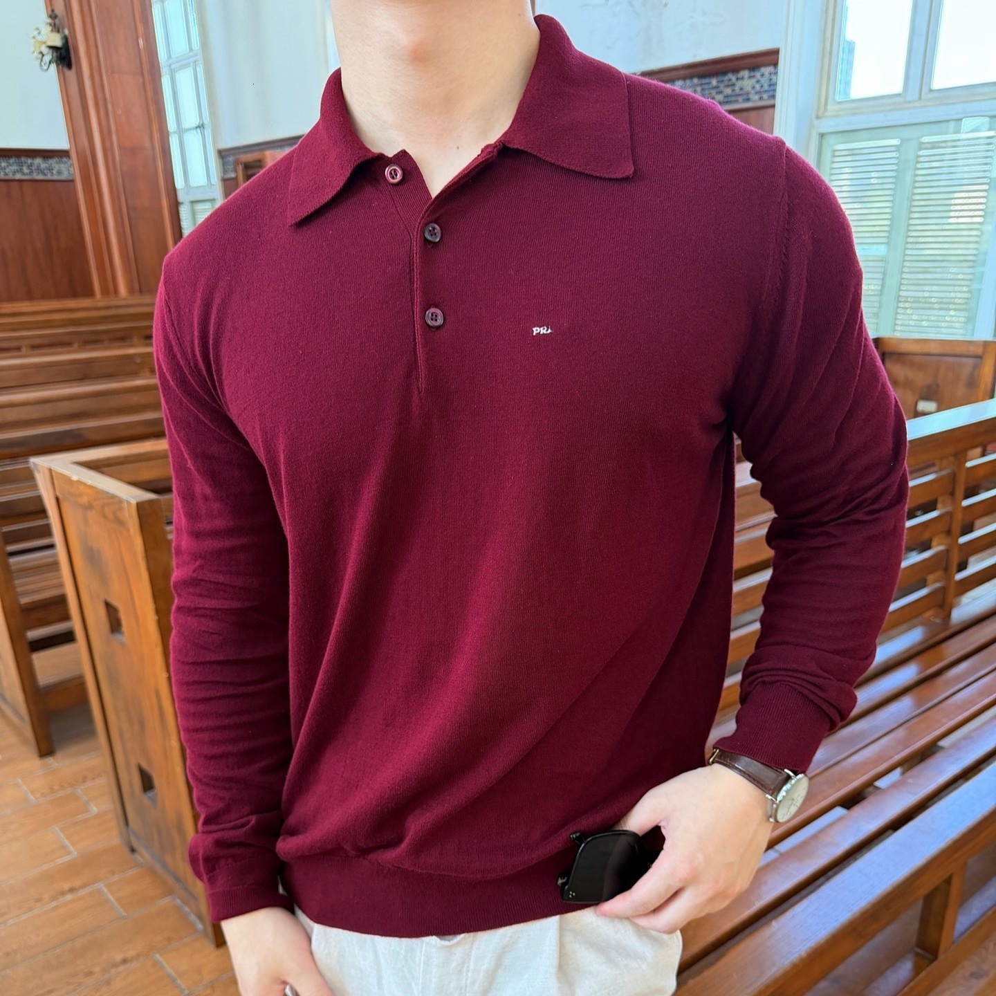 Designer High-End P Brand, New Classic Style, Long-Sleeved Polo Shirt With Embroidered Letter Logo And Buttons, Unisex 1537