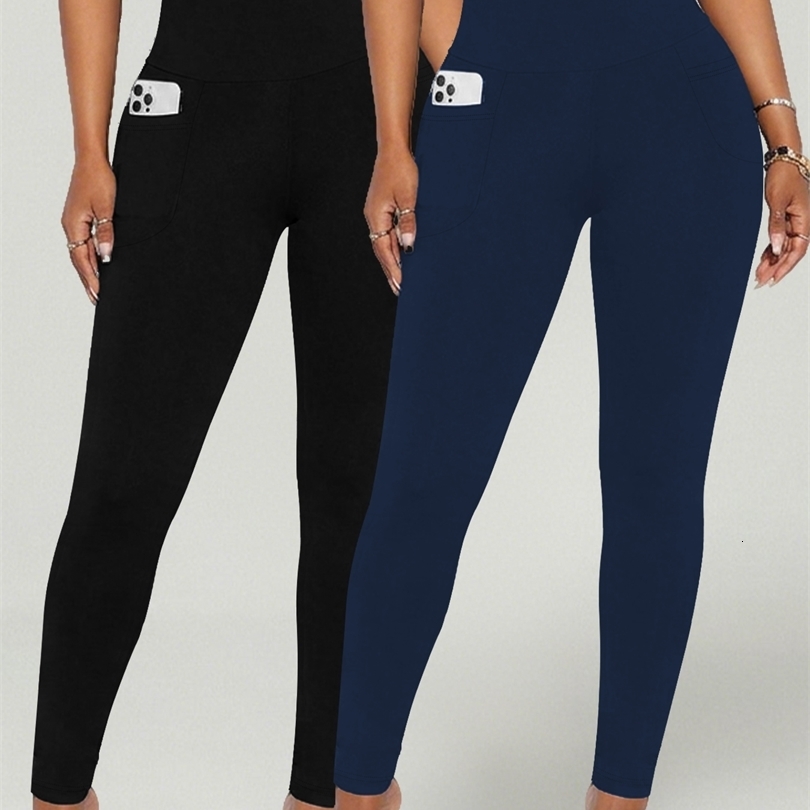 2 Pack Womens Super Soft Leggings with Pockets High Waisted Tummy Control for Yoga Workout and Casual Lounge Wear Comfort 261014