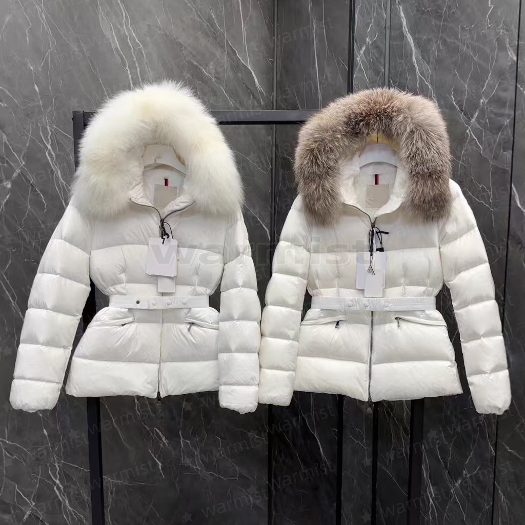 Womans coat women jacket winter boed short down jackets fur coats real raccoon hair collar Puffer jacket women parka with belt lady cotton coat oute