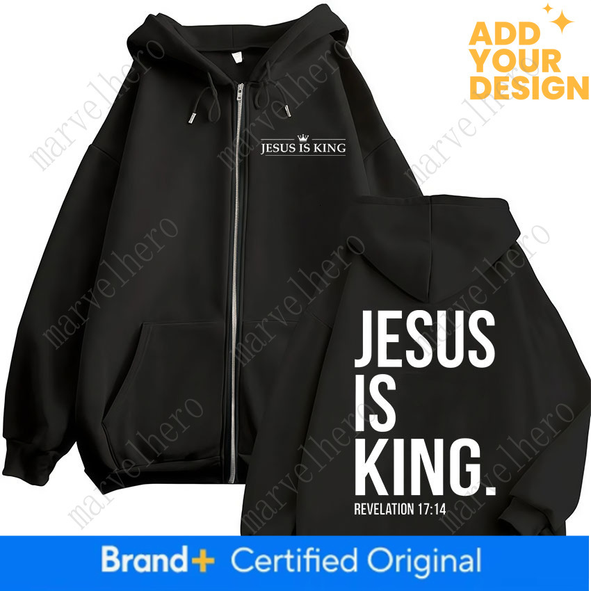 Jesus Is King Christian Bible Verse Zipper Hoodies Men Women Clothing Fashion Harajuku Zip Up Sweatshirts Fleece Casual Pullover