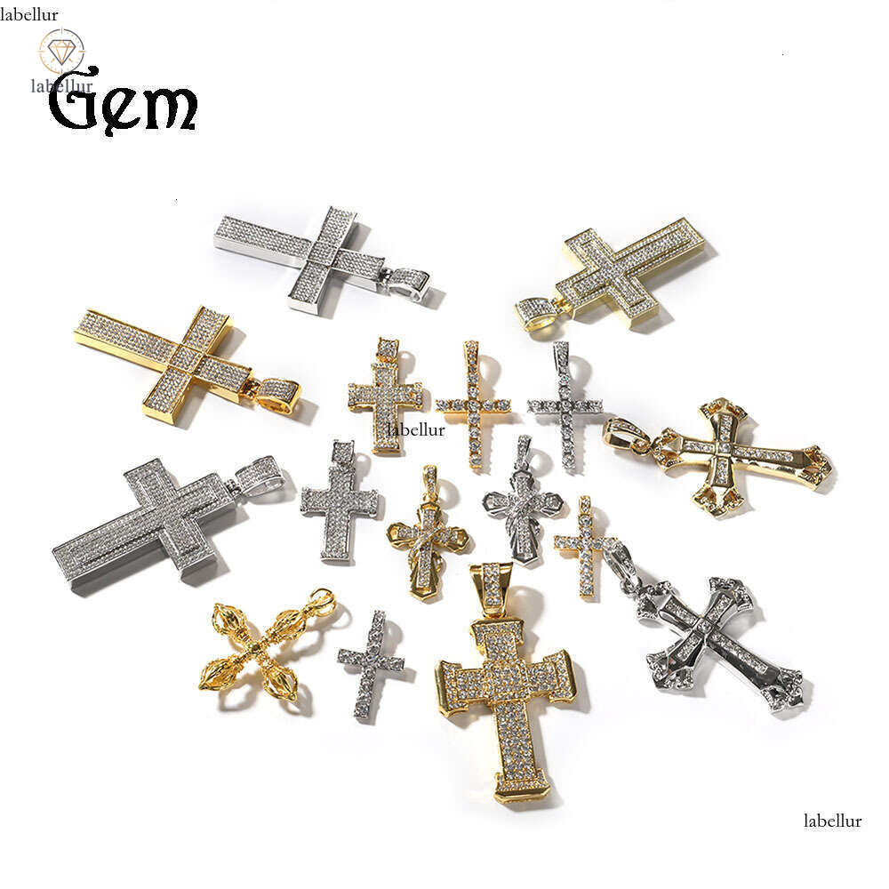 Hip Hop Versatile Cross Unisex Alloy Material Niche Personality Inlaid Diamond Pendant Necklace Wholesale e