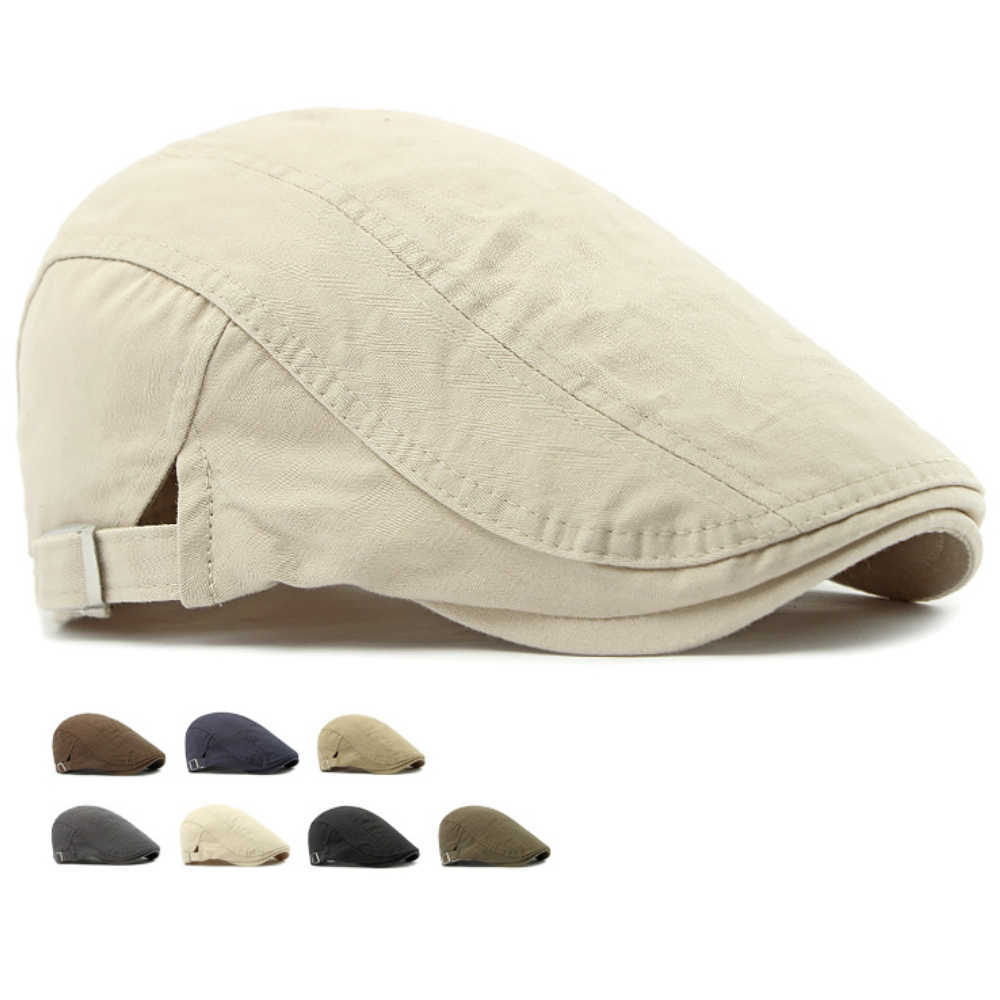 Men HT4675 Women Beret Cap Classic 100% Cotton Spring Summer Sun Hat Male Female Beret Hat Adjustable Ivy Flat Cap Artist Berets S261016ETRS