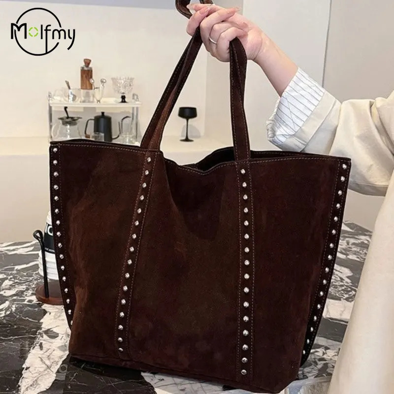 Fashion Solid Sewing Shoulder Bag High Quality Retro Sweet Handbag Sequined Suede Fleece Large Capacity Bag for Women 261016