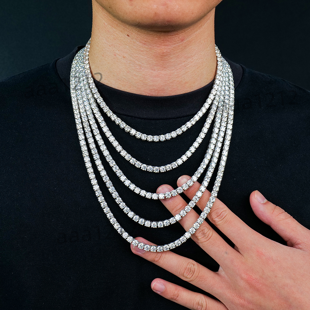Wholesale VVS Moissanite Diamond Tennis Chain Necklace Cheap Price Hip Hop Iced Jewelry High Quality Moissanite Chain