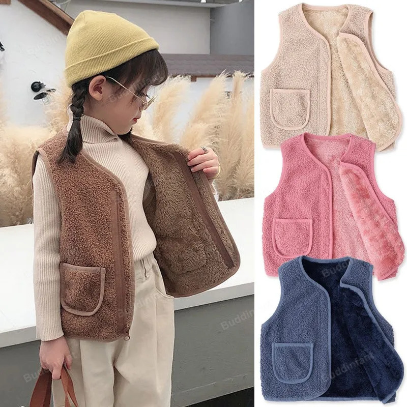 Baby Girl Boys Waistcoat Fleece Soft Warm Vest Autumn Winter Sleeveless Jacket for Children Boy Outerwear Toddler Coat Clothes261016
