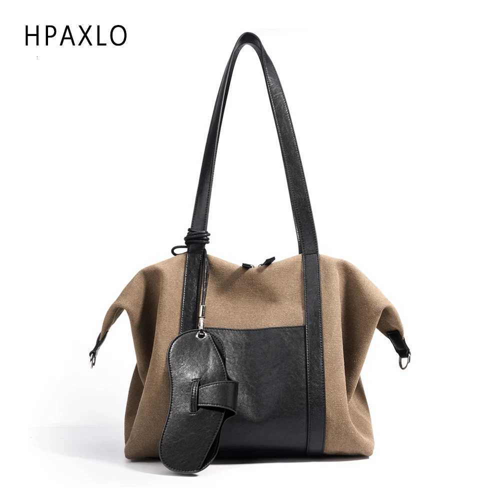 New Fashion Versatile Casual Tote Bag Patchwork Colorblock Stylish Canvas Briefcase Large Capacity Commuter Shoulder Bag Women's X261016