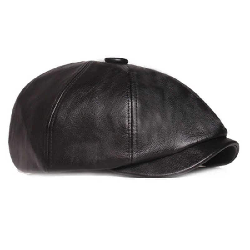 Octagonal Retro Leather Hat Autumn Men's Beret Elegant Fashion Cap Snapback Caps for Men Women S2610166K8Y