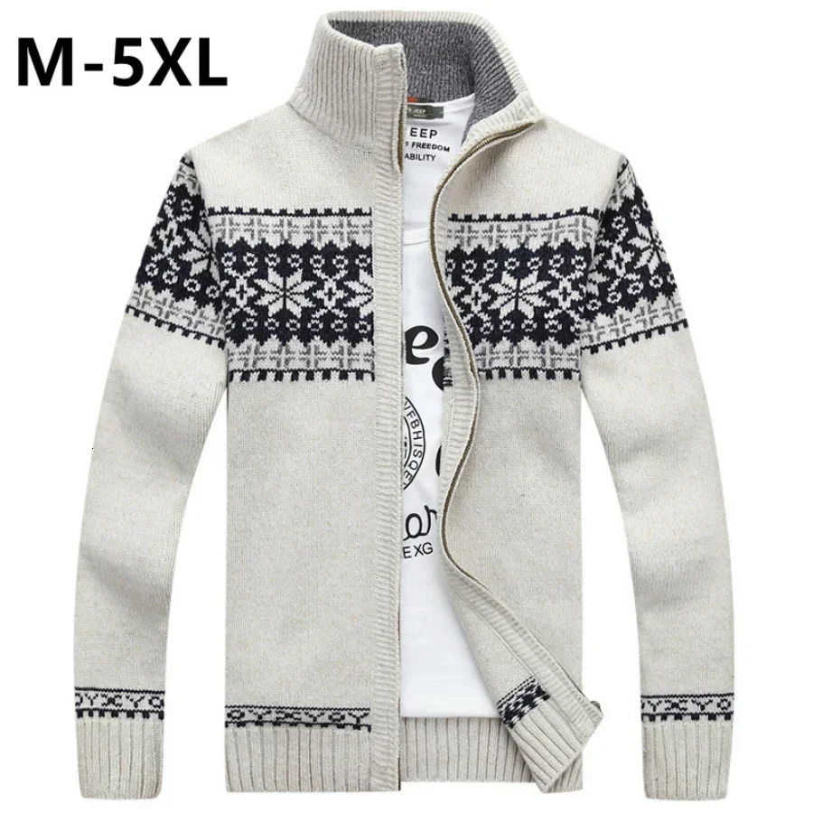 2026 Men's Warm Knitted Jackets Thick Long Sleeve Warm Sweater Coat Printted Casual Cardigan Male Jackets Cardigan Plus Size 5XL 261015