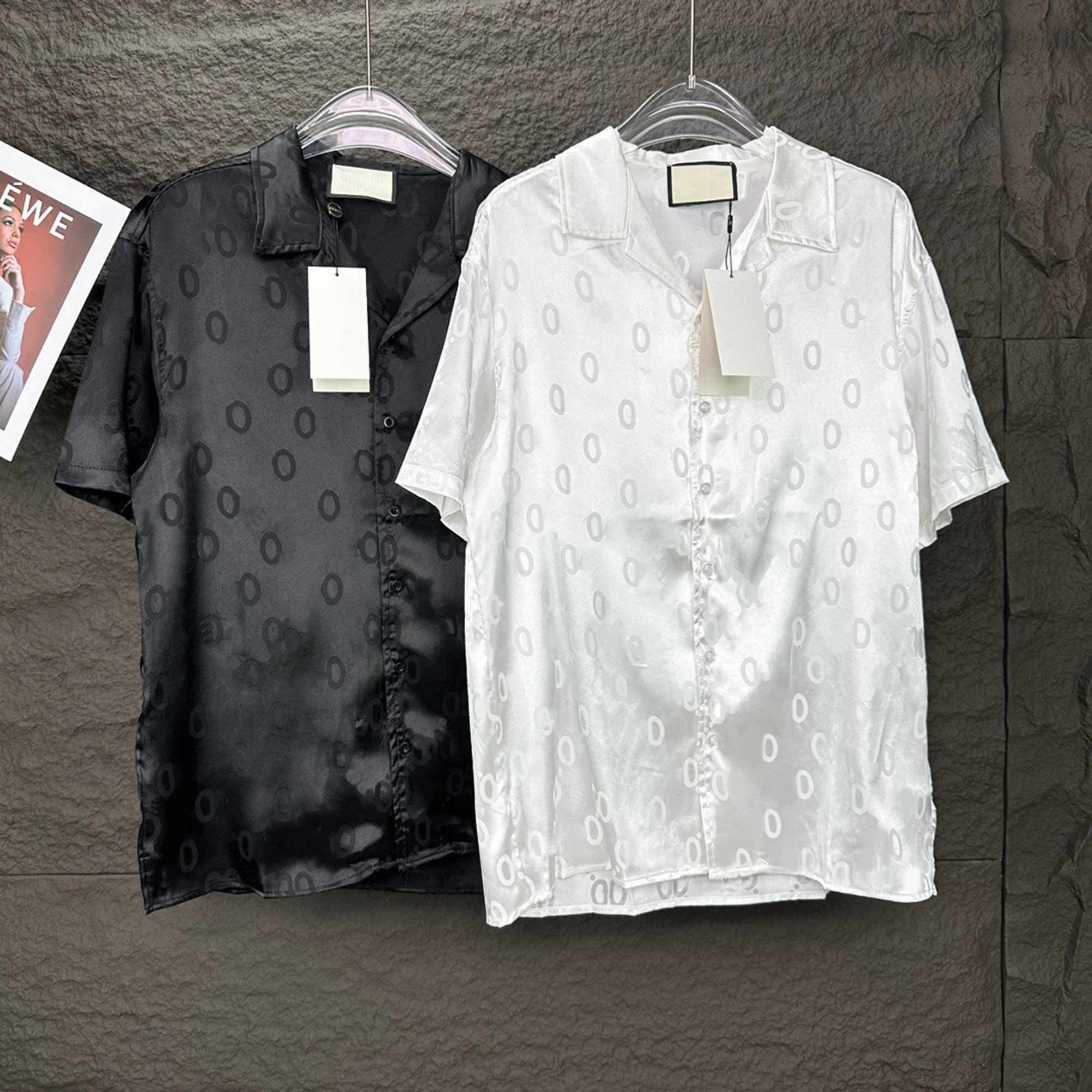 High quality Designer Men's Shirts Button Up Embroidered letters shirt Hawaii Casual Shirts Men loose t-shirt Top
