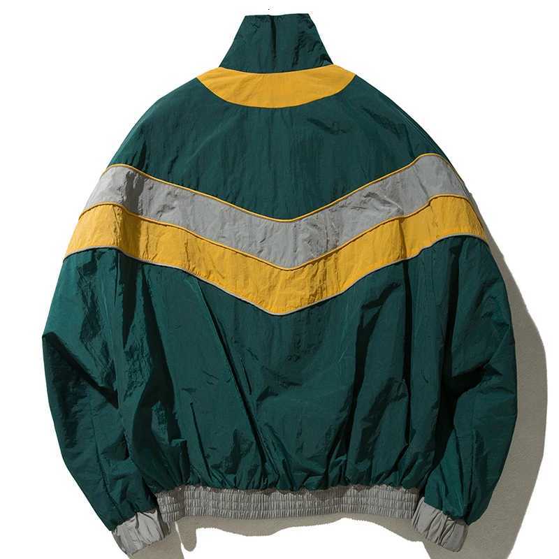 Men 2025 Men's Hip Jackets Hop Jacket Windbreaker Retro Streetwear Color Block Patchwork Jackets Coat Autumn Harajuku Zip Track Jacket Casual N
