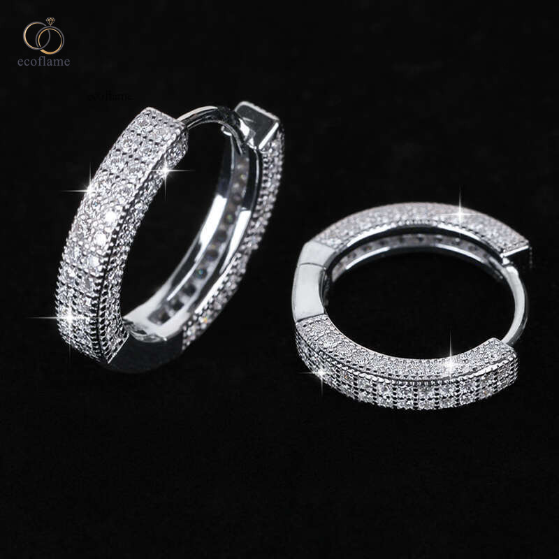 GRA Certified High-Quality Gold-Plated Sterling Sier VVS D Color Inlaid Stone Unisex Earrings