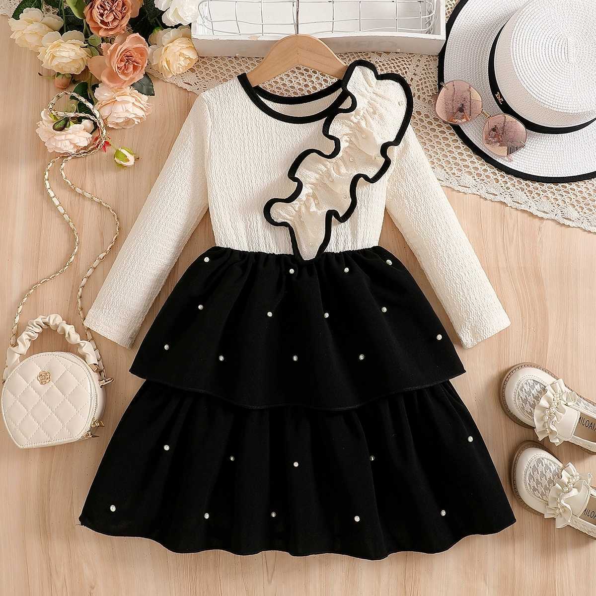 Chic 2025 Girls Long-Sleeve Dress A-Line Skirt For Spring Autumn Kids Girls Costumes Clothes 4 To 7 Dresses Childre Clothing S2610163C73