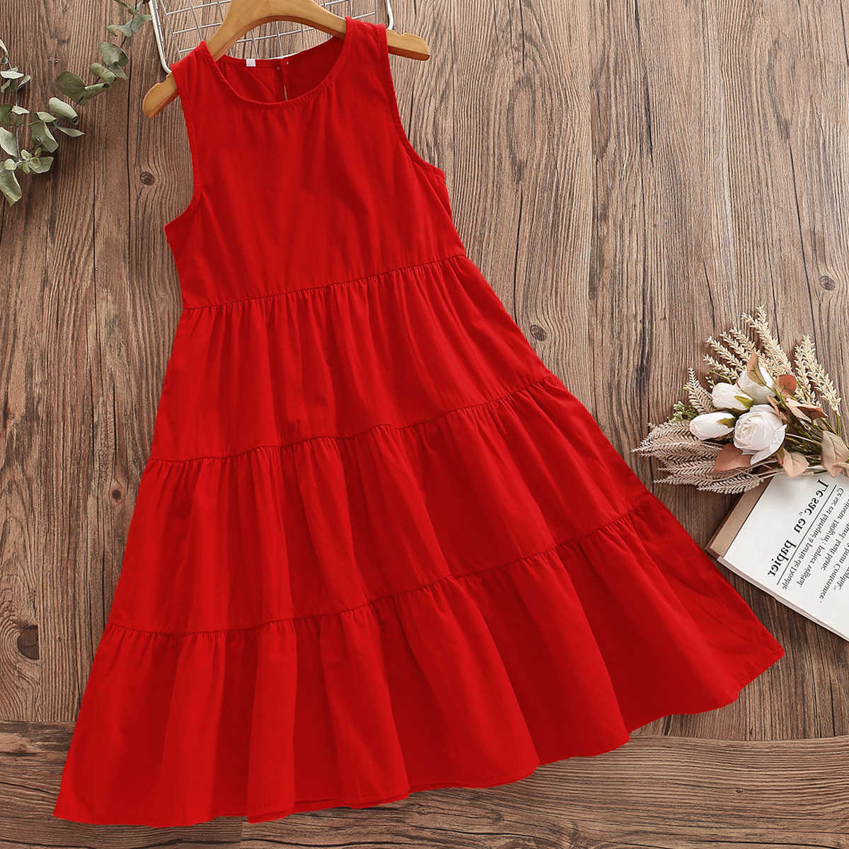 Beach Cotton Long Dresses for Girls Clothes Sleeveless Summer Kids Party Dress Baby Princess Children Costumes 6 8 9 10 12 Years S261016U19N