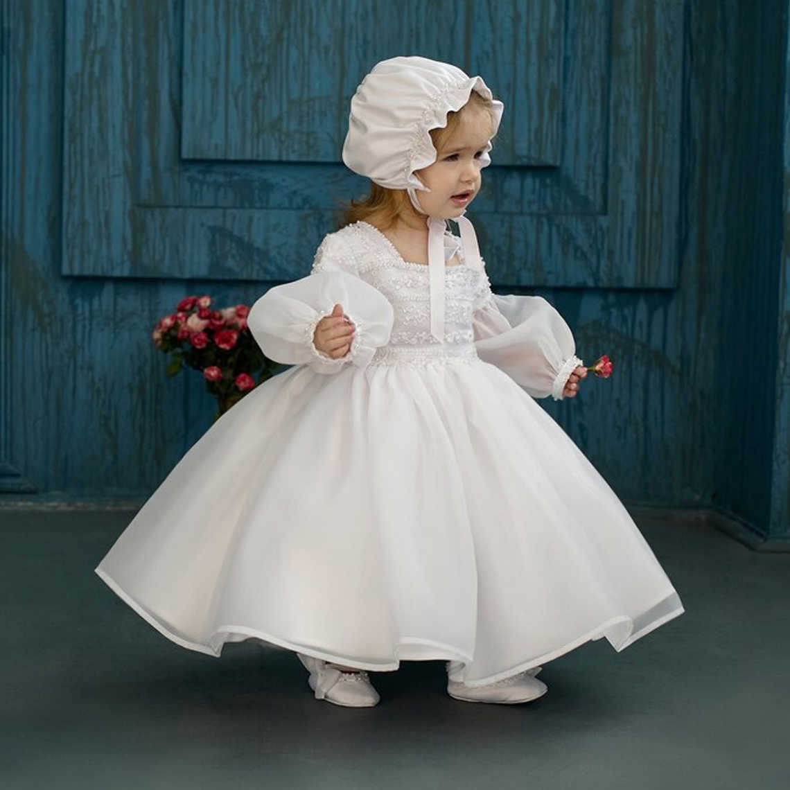 Baptism Elegant Party Baby Girls Dress 2pcs Infant 1st Birthday Wedding Princess Prom Dresses Girl Bow Bridesmaids Evening Gown S261016HEBY