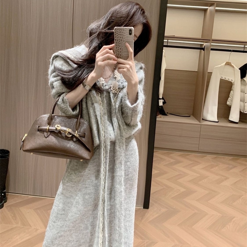 Light Mature Temperament Sweater Set Skirt Women 2026 Autumn And Winter VNeck Knitted Top Paired With TwoPiece 261015