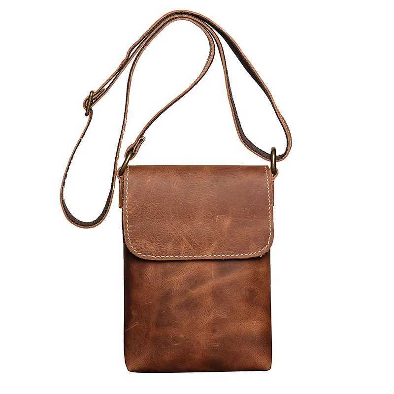 Totes Nesitu Highend Vintage Brown Black Blue Genuine Leather Mini Shoulder Men Women Messenger Bags for Phone Purse New M3376 X261016