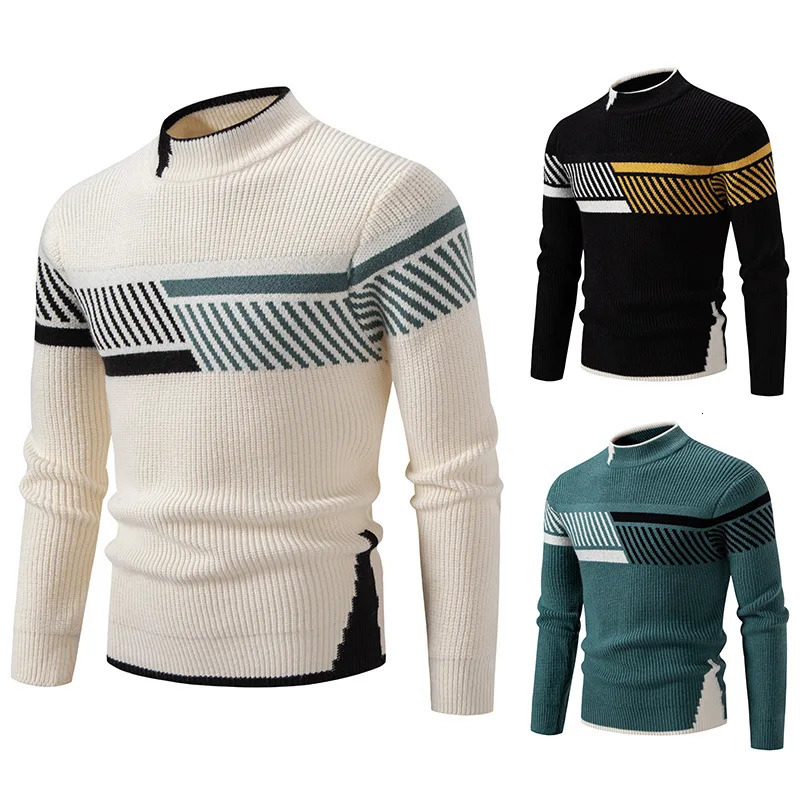 Men's Color-coded Casual Trendy Slim Simple Basic Casual Trendy Knitted Sweater Pullovers Male Clothes Autumn Winter Tops 261015