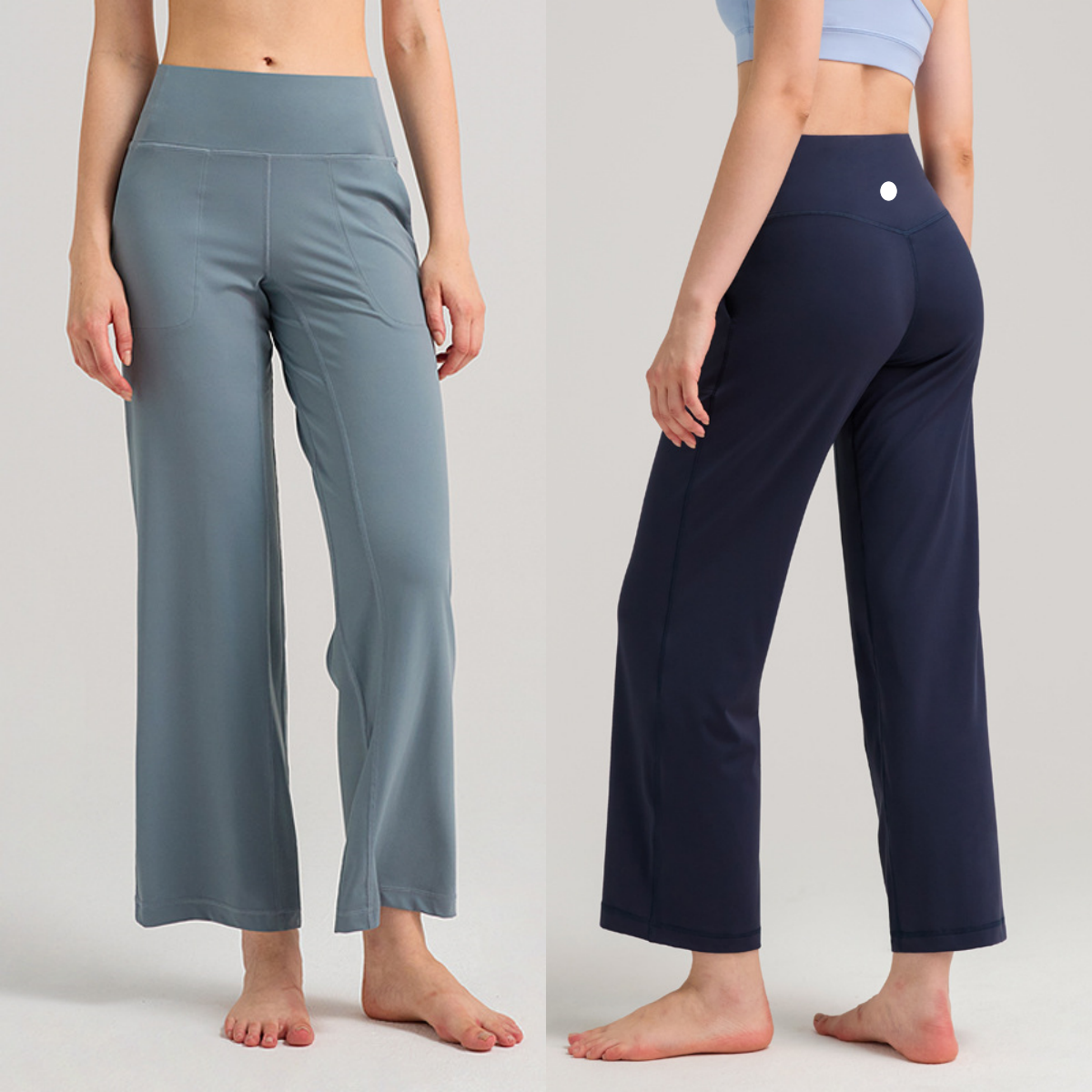 L6681-UU Pantalon de sport taille haute à jambes larges pour femme 28" respirant Yoga Fitness tenue décontractée pantalon de sport à jambe droite