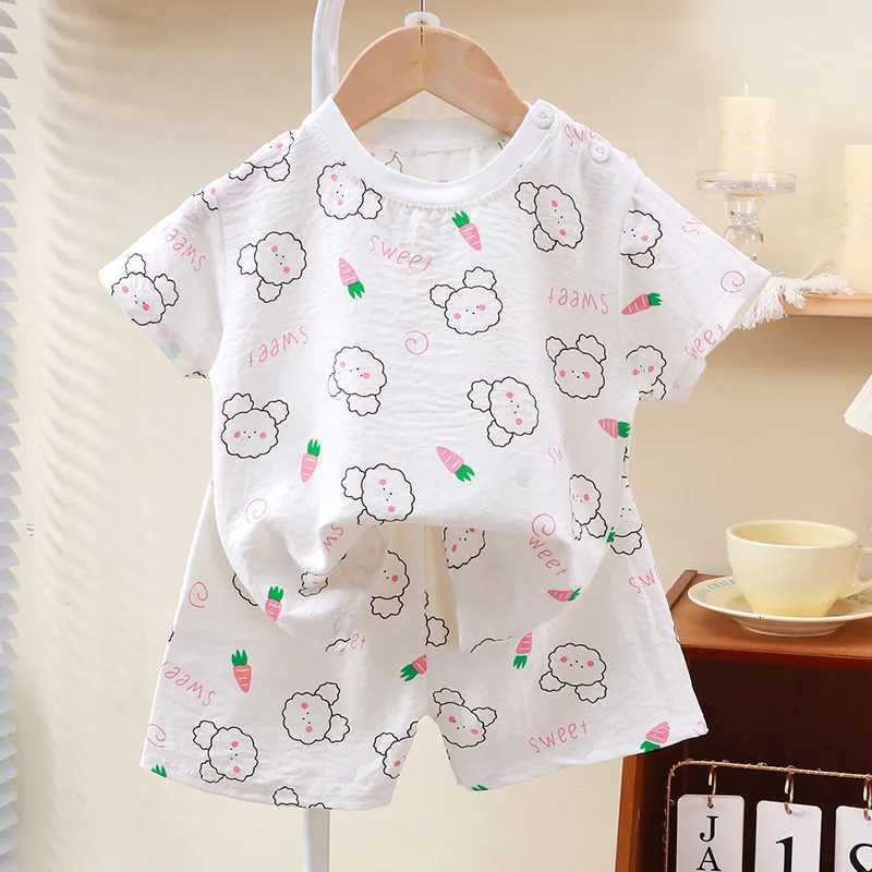 Pajamas New Summer Children Clothes Pajama Set Soft Solid Color Cfortable Clothing Kids Girls Boys Pajamas SpwearW261019