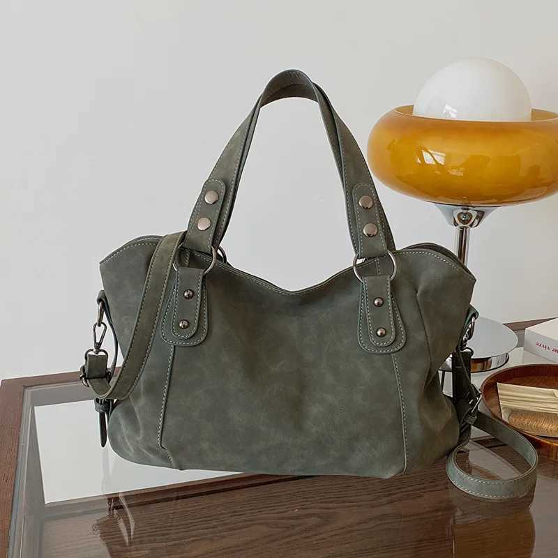 Totes Retro Brown Nubuck PU Leather Shoulder Bags For Women Big Travel Handbags and Purses Female Casual Simple Designer Tote Bag X261016