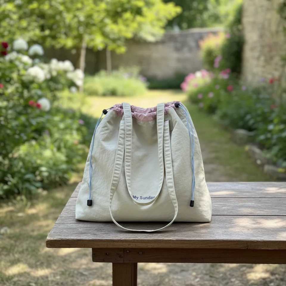 Evening Bags New Large Capacity Tote Bag Canvas Drawstring Shoulder Bag Lightweight Women Handbag Women's Handbags H261016