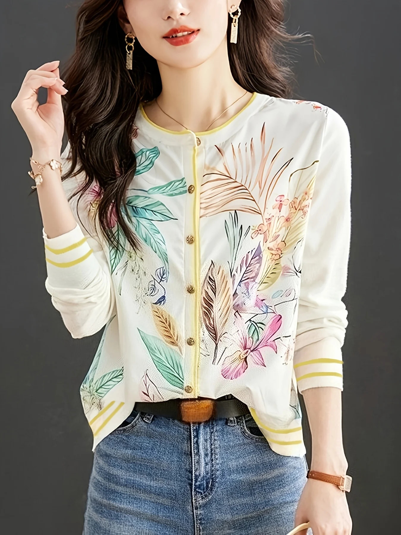 Casual knitted cardigans Fashion patchwork shirts Basic T shirts elegant Tops 261015