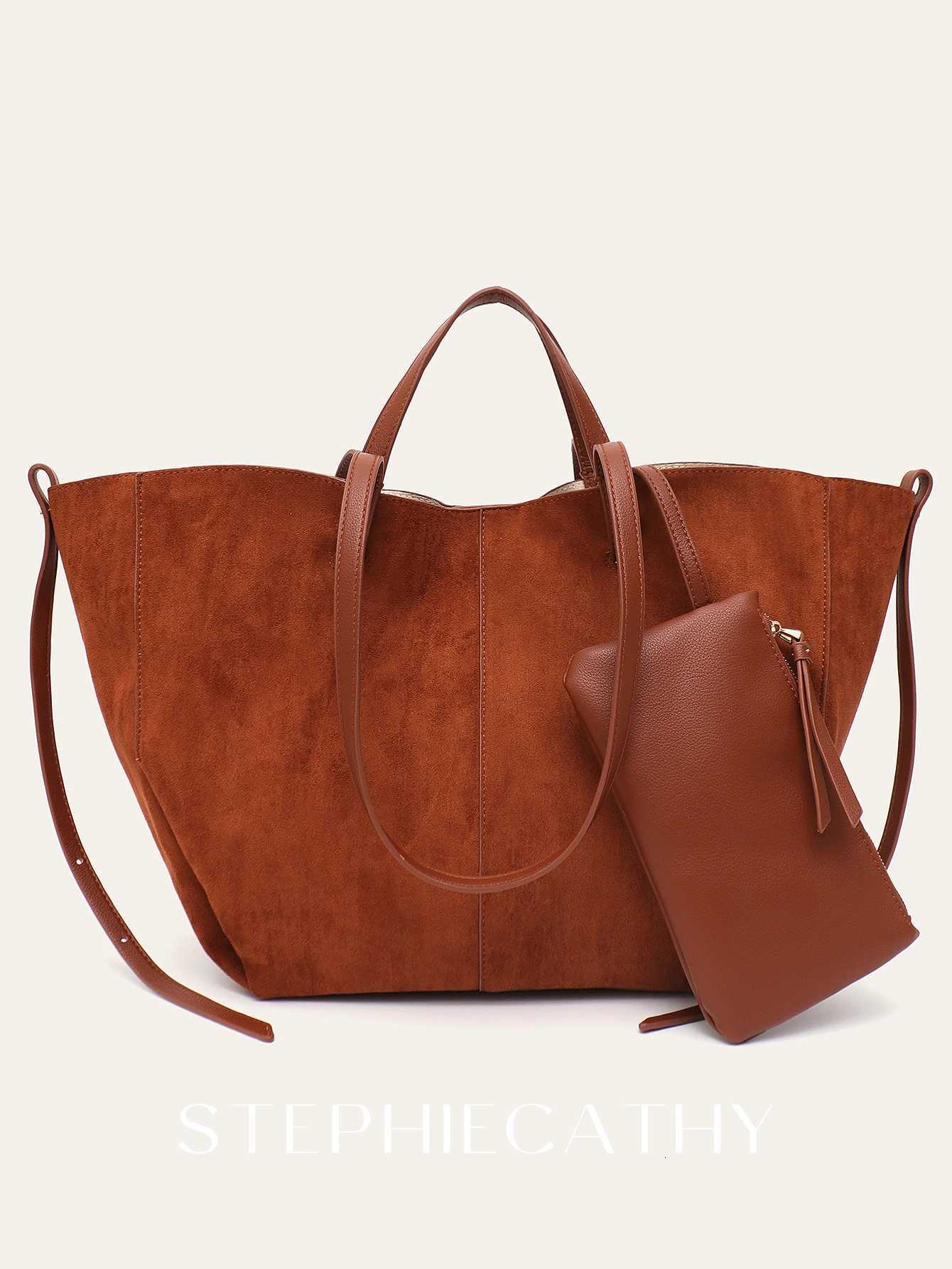 Shoulder Bags Women's Classic Soft Faux Suede PU Leather Large Tote Simple Large Capacity Shoulder Handbag Purse Daily Shopping Commute Winter