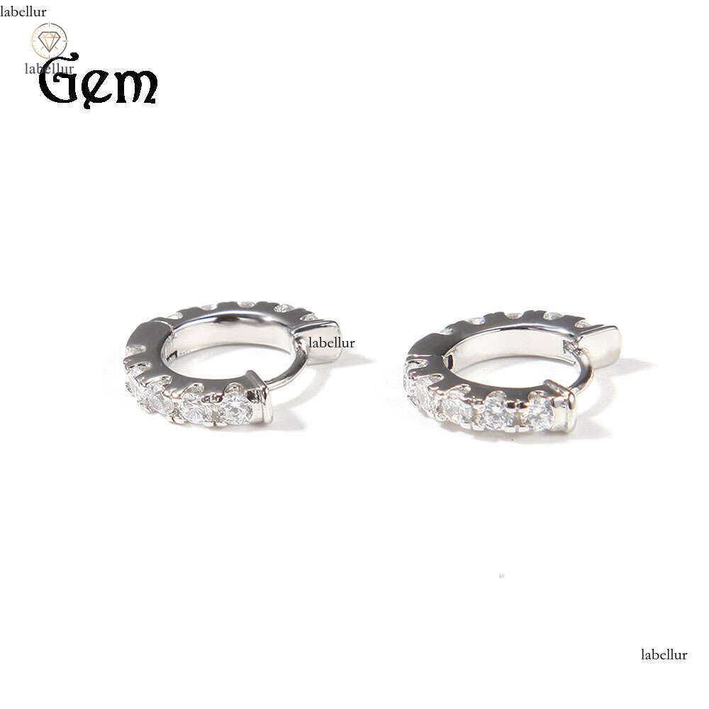 Ancient Cute New Versatile Metal Niche Simple Style Silver Inlaid Moissanite Round Diamond Hip Hop Earrings Fashion Ear Jewelry 8