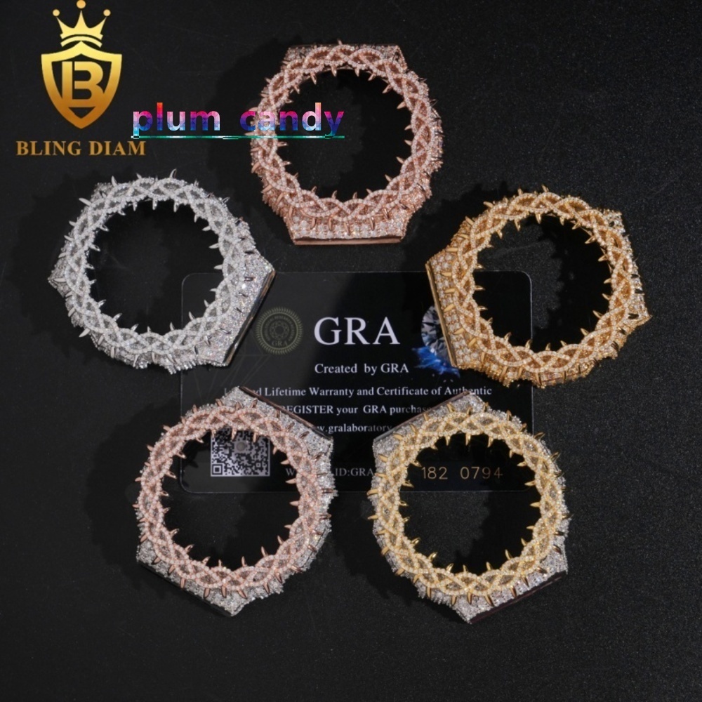 GA2100 Watch Bezel Case Iced Out VVS Moissanite Bustdown 925 Silver Pass Diamond Test Hip Hop Men Jewelry