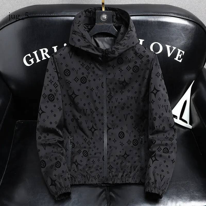 louisd Men Outerwear Coats Designer All Over Monogram Pattern Hooded Jacket Spring And Autumn Trendy Handsome Casual Windbreaker For Daily Wear 989