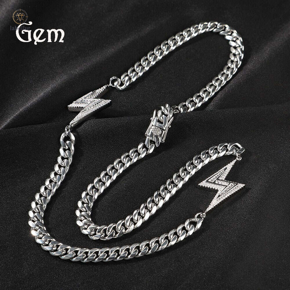 New Simple Silver Lightning Necklace for Men Cuban Ins Cold Style Hip Hop Niche Sweater Chain Wholesale d