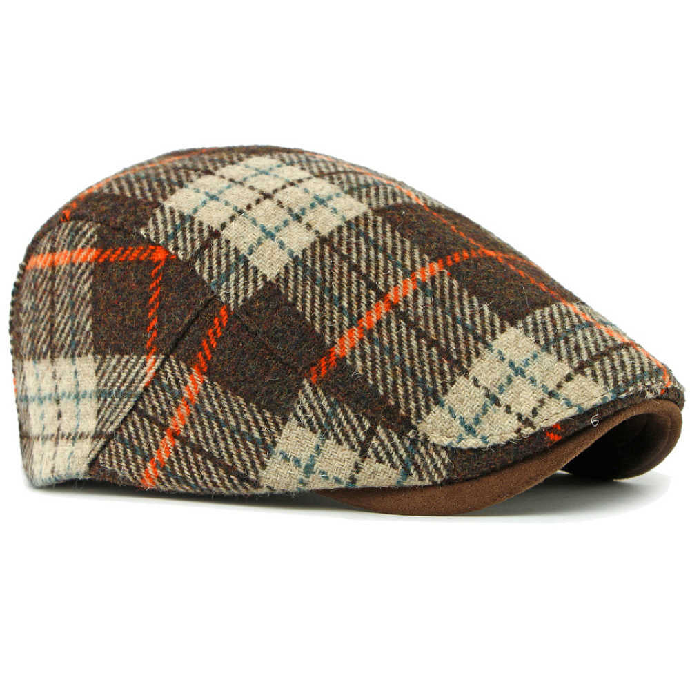 Beret HT4903 Cap New Autumn Winter Wool Beret Hat Women Plaid Artist Painter Hat Male Female Ivy Flat Cap Adjustable Mens Berets S261016Q5P7