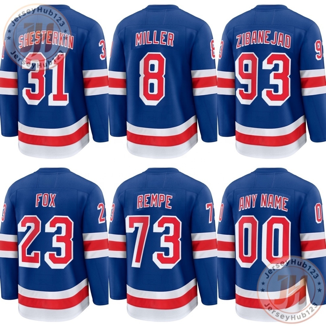 #93 Mika Zibanejad #31 Igor Shesterkin #16 Pavel Dorofeyev Men's Embroidery Ice Hockey Jersey Drop Shipping Hockey Uniform