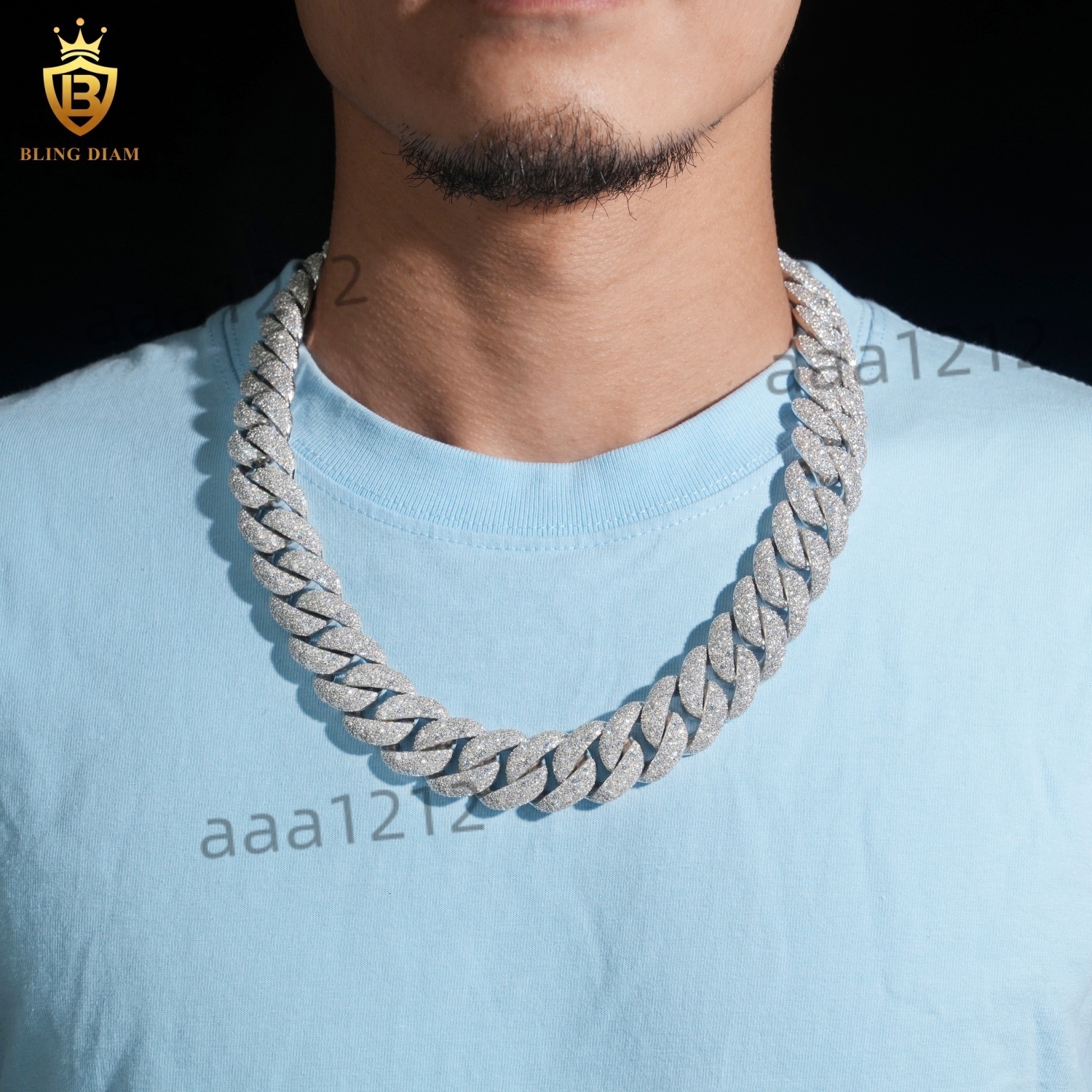 VVS Moissanite Pass Diamond Tester Hip Hop Jewelry Iced Out Diamond 23mm Sterling Silver 925 Miami Cuban Link Chain Necklace