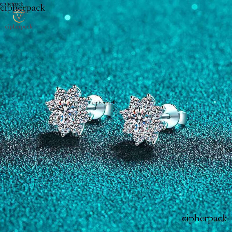 DHcollection S Sterg Sier Plated Snowflake Pt950 Gold Earring Round Cut 1-2 Carat Moissanite Women Earrings Wholesale ff