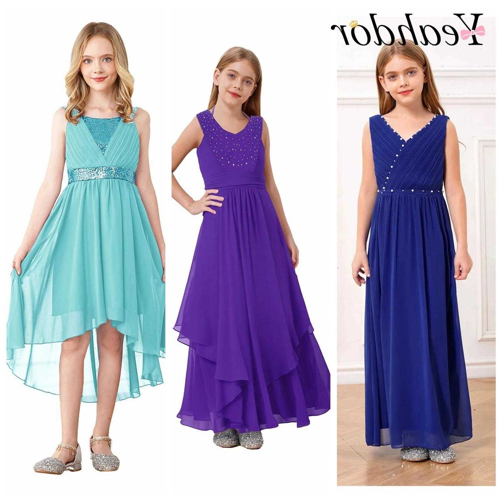 Party Elegant Dress for Girls Wedding Formal Long Dress for Bridesmaid Holy Communion Birthday Prom Gown Children's Dresses S261016QSWT