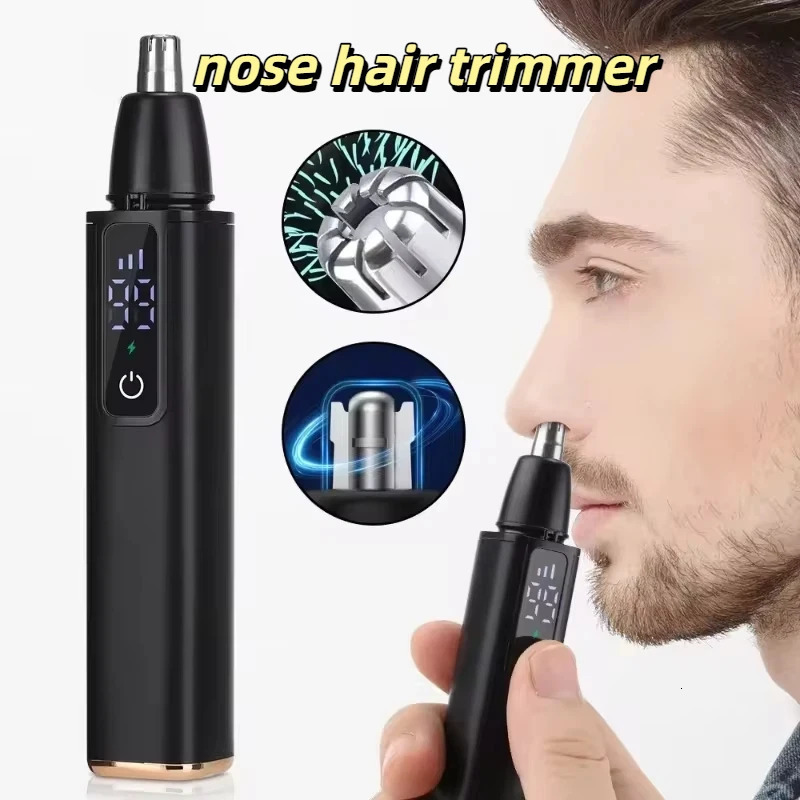 LED Portable Display Home Nose Hair Remover Electric Nose Hair Trimmer USB Charging Safety Face Hair Cleaning Care Kit 261016