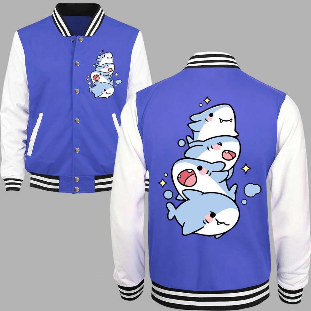 Shark Men's Cute Jackets Cartoon Printed Men'S Jacket American Casual Baseball Uniform Cotton Oversized Clothes Autumn Colorful Streetwear