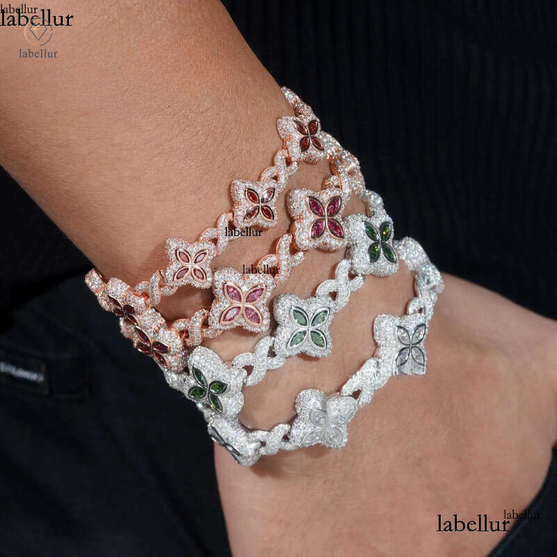 Shining 2024 new arrivals fashion jewelry sterling sier vvs moissanite dia four leaf clover tennis bracelet c