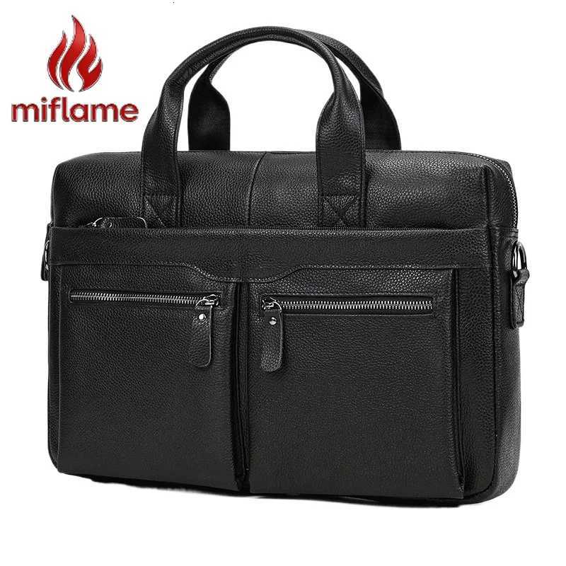 Shoulder Bags Men's Genuine Leather Briefcase 15.6 inch Laptop Bag Shoulder Messenger Bag Business Travel Professional Work Bag H261016