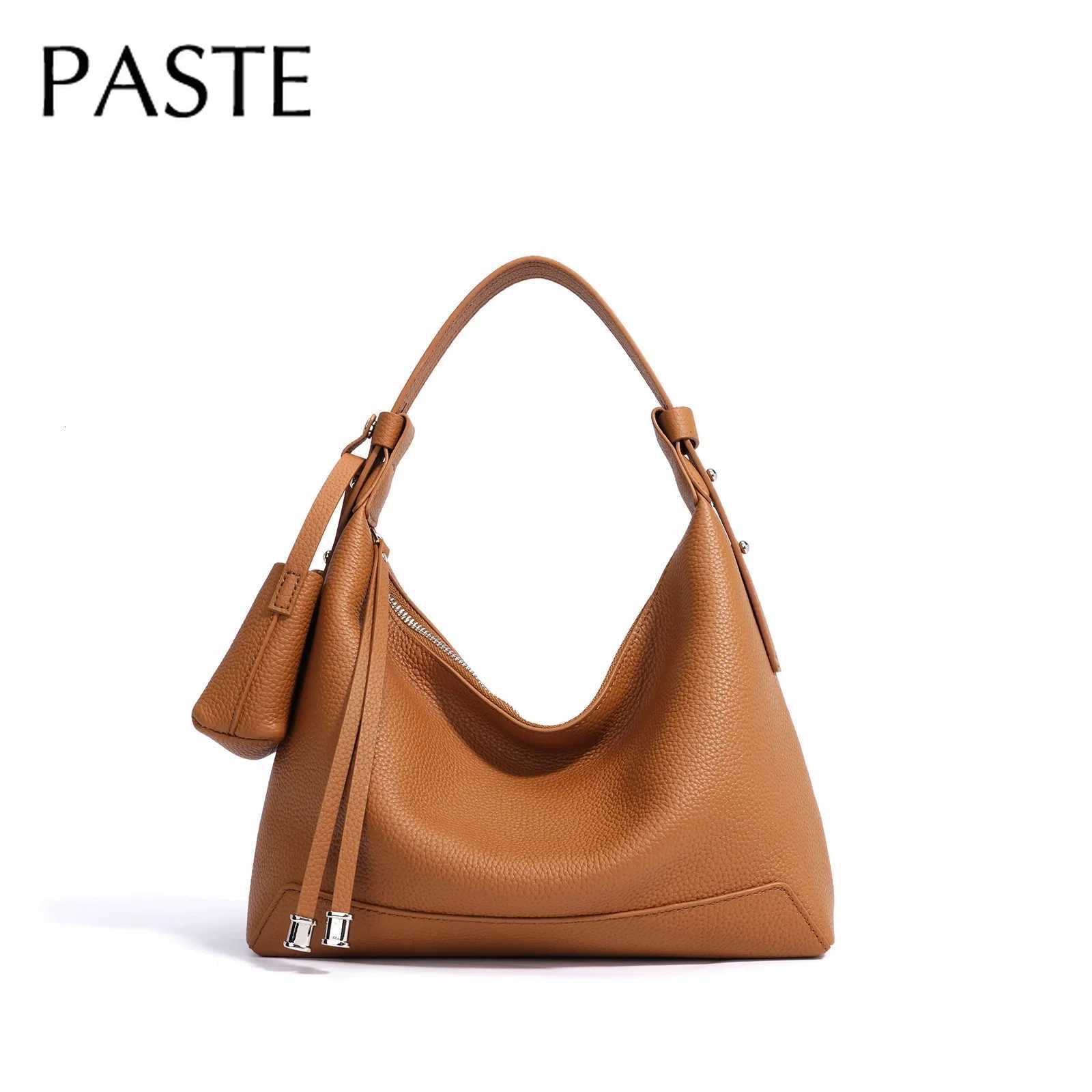 Cross Body New 2025 Soft Lunch Hobo Shape Tote Genuine Cow Leather Women Shoulder Bag High Quality Female Handbag with Coin Purse H261016