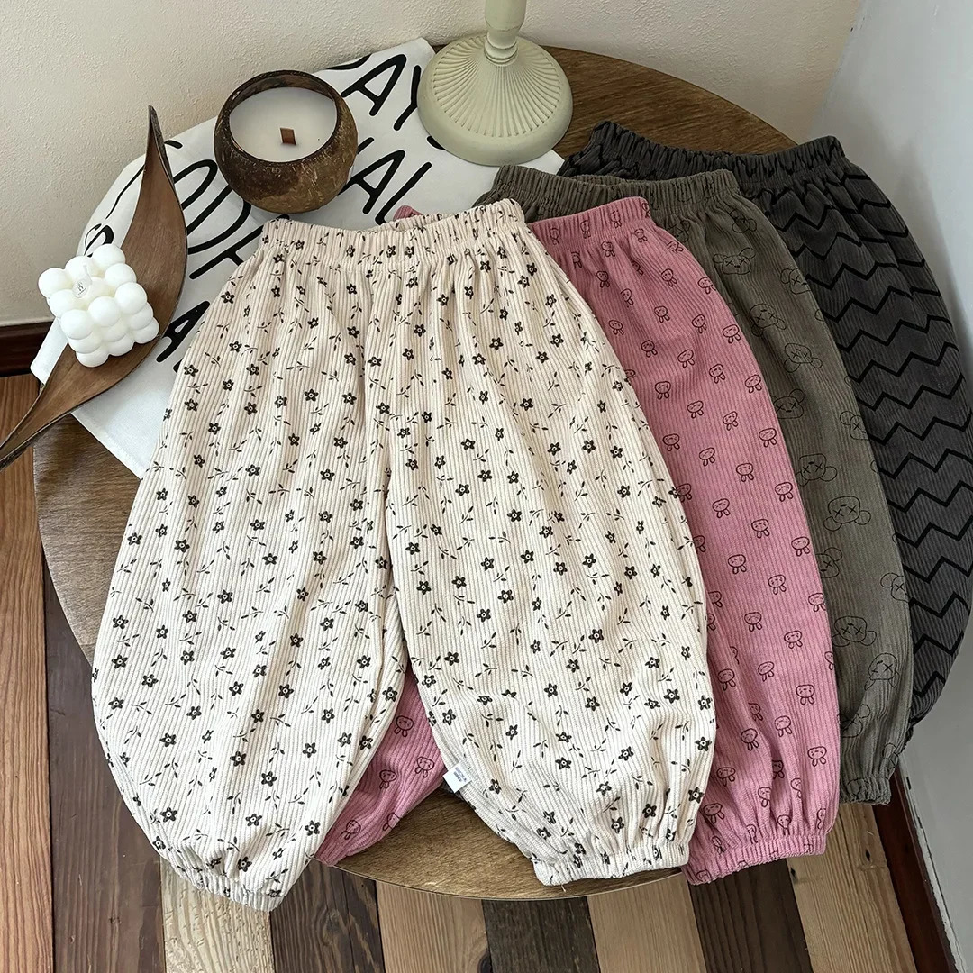 2026 Kids Girls Boys Corduroy Pants Spring Loose Harem Pants 1-8Y Korean Style Children's Clothes Autumn Casual Trousers Clothes261016