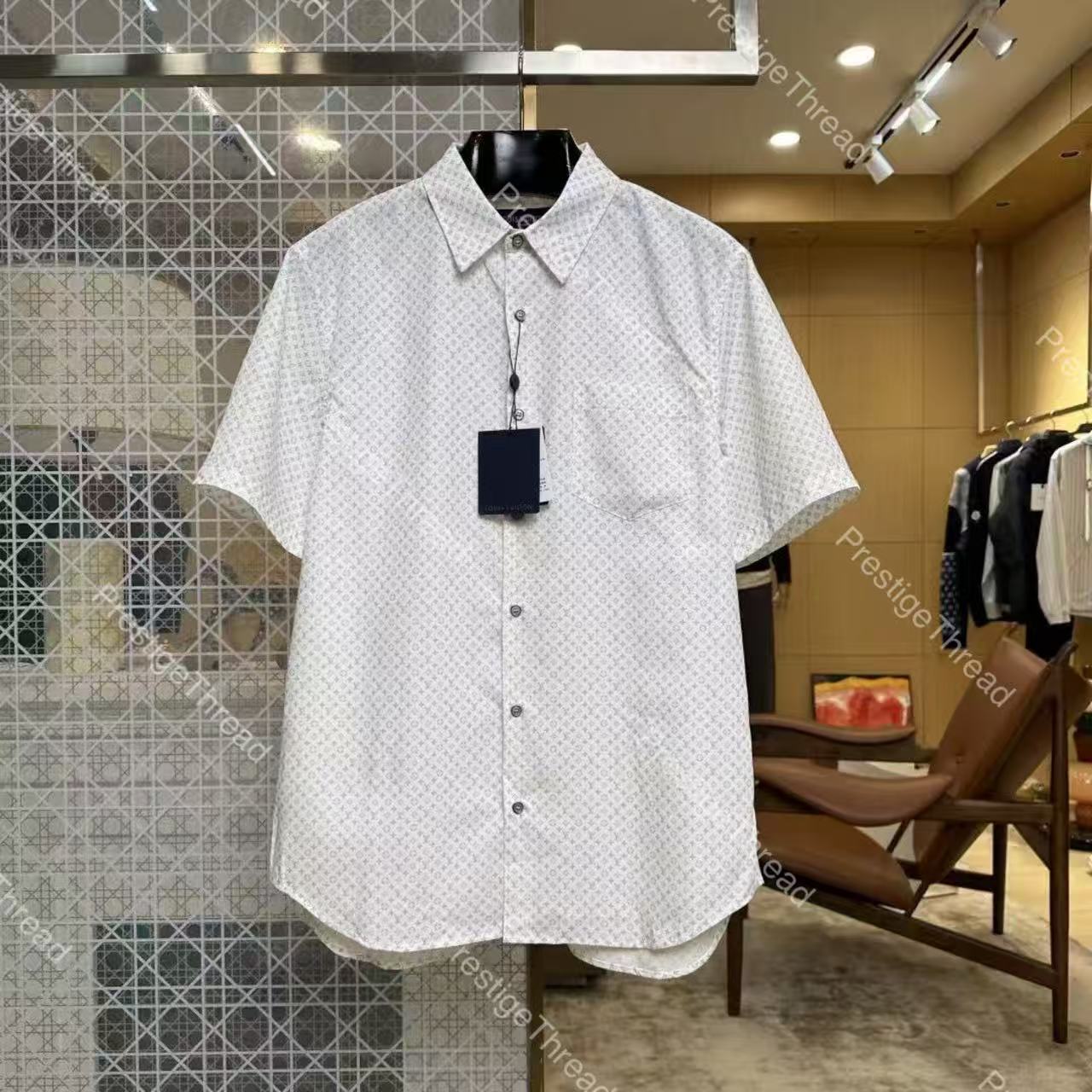 High-Quality Designer Men's Casual Shirt with All-Over Logo Print, Short Sleeve, Cotton Polo Top for Men