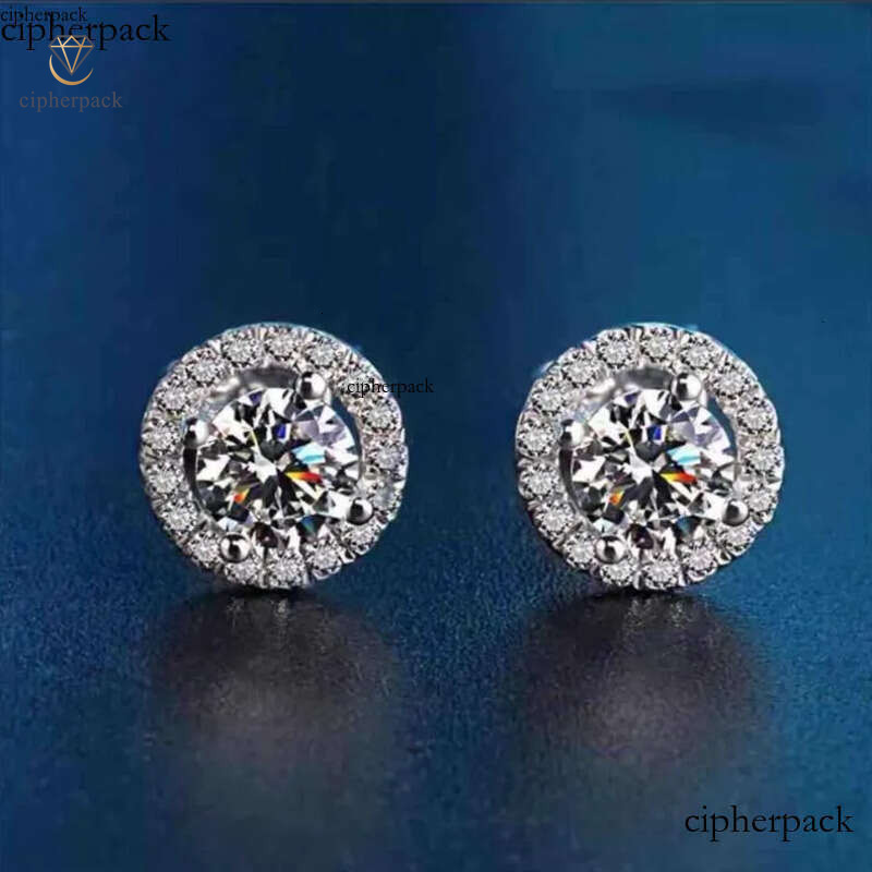 Ins Top Sell Stud Earrings Moissanite Dia Simple Fashion Jewelry Round Cut Gemstones Party High Quality Eternity Classical Women Circle Earring Gift